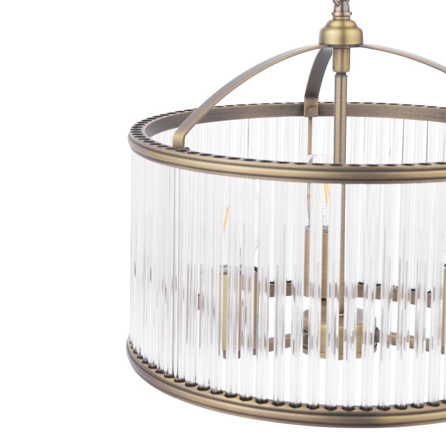 Laura Ashley Sutton 3 Light Matt Antique Brass & Ribbed Glass Chandelier
