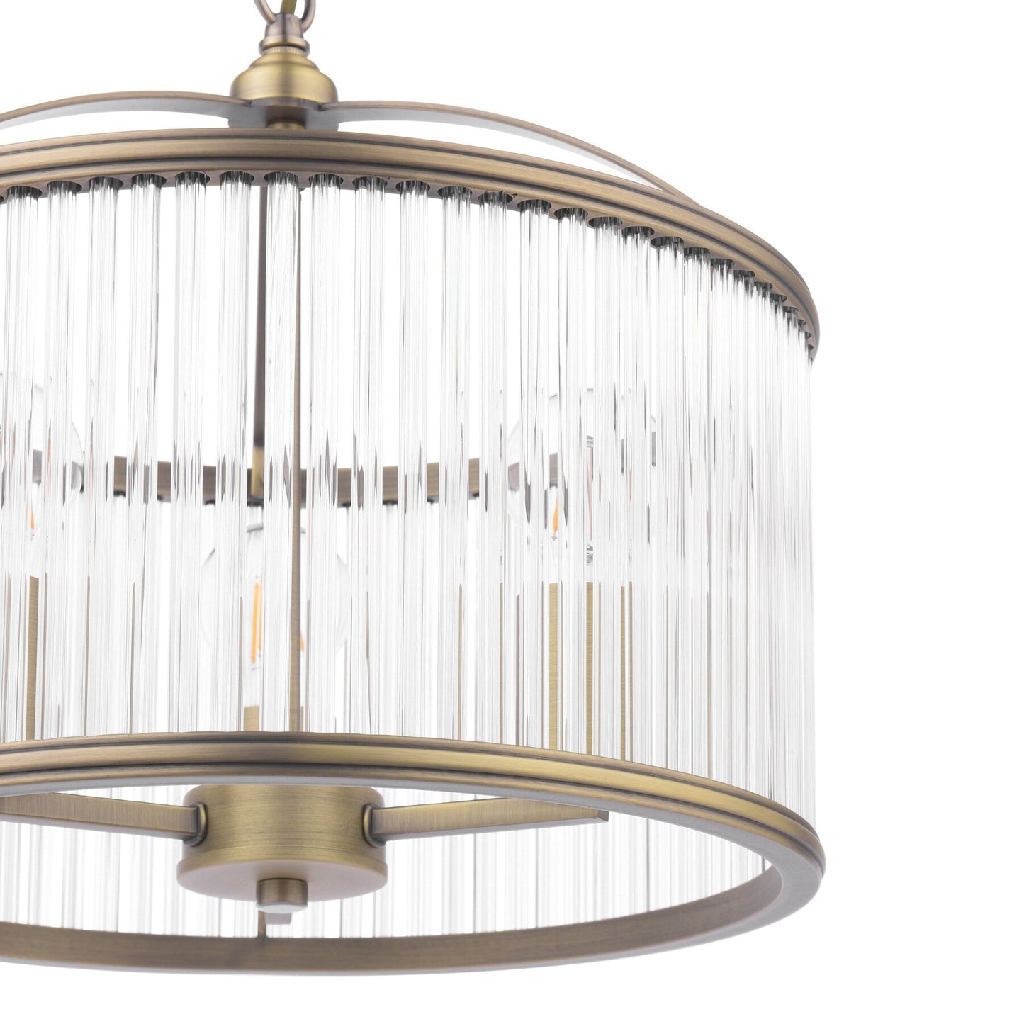 Laura Ashley Sutton 3 Light Matt Antique Brass & Ribbed Glass Chandelier