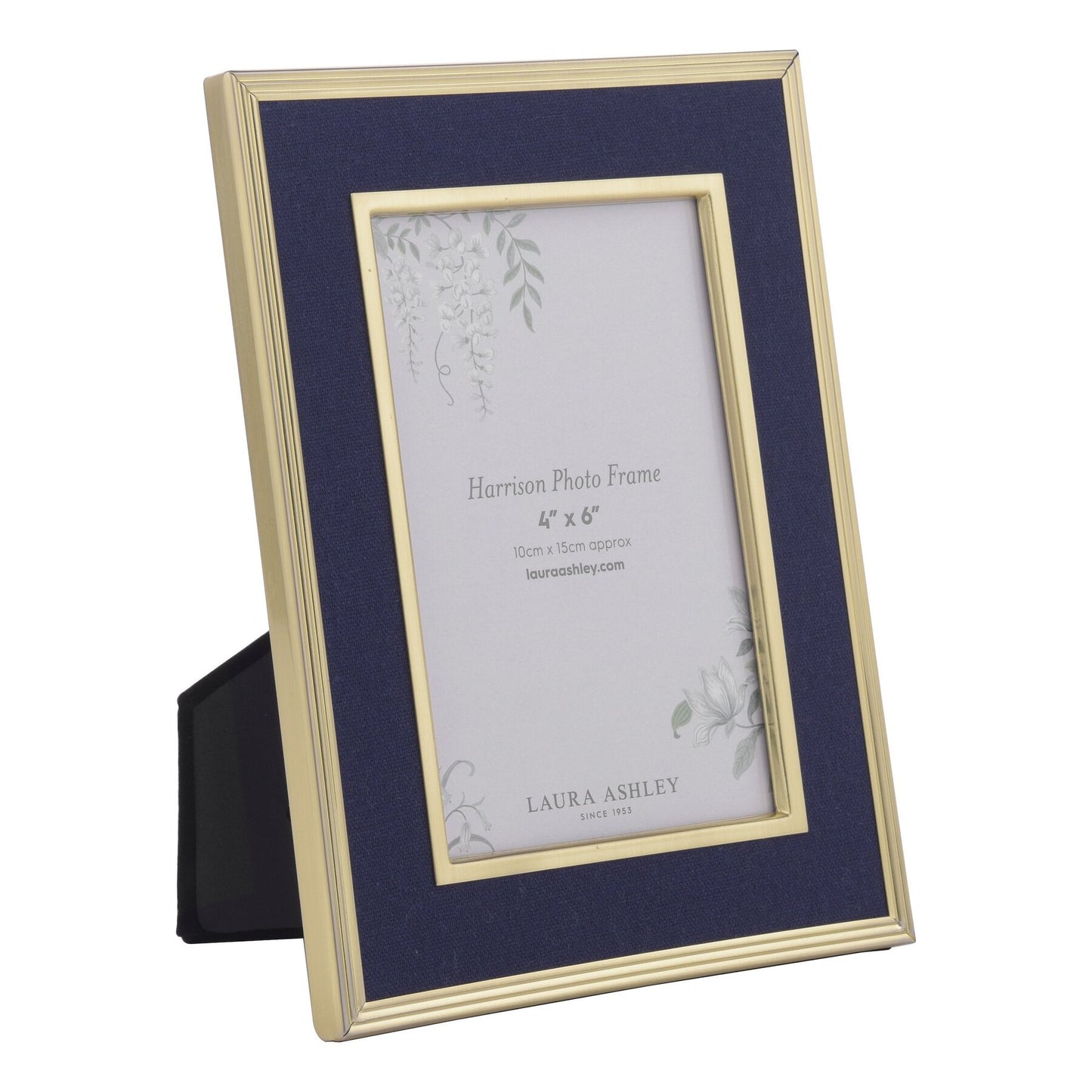 Laura Ashley Harrison Brushed Brass & Blue 4x6 Inch Photo Frame