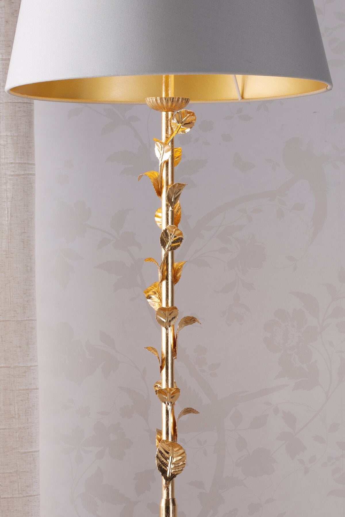Laura Ashley Halton Distressed Gold Leaf Floor Lamp With Shade