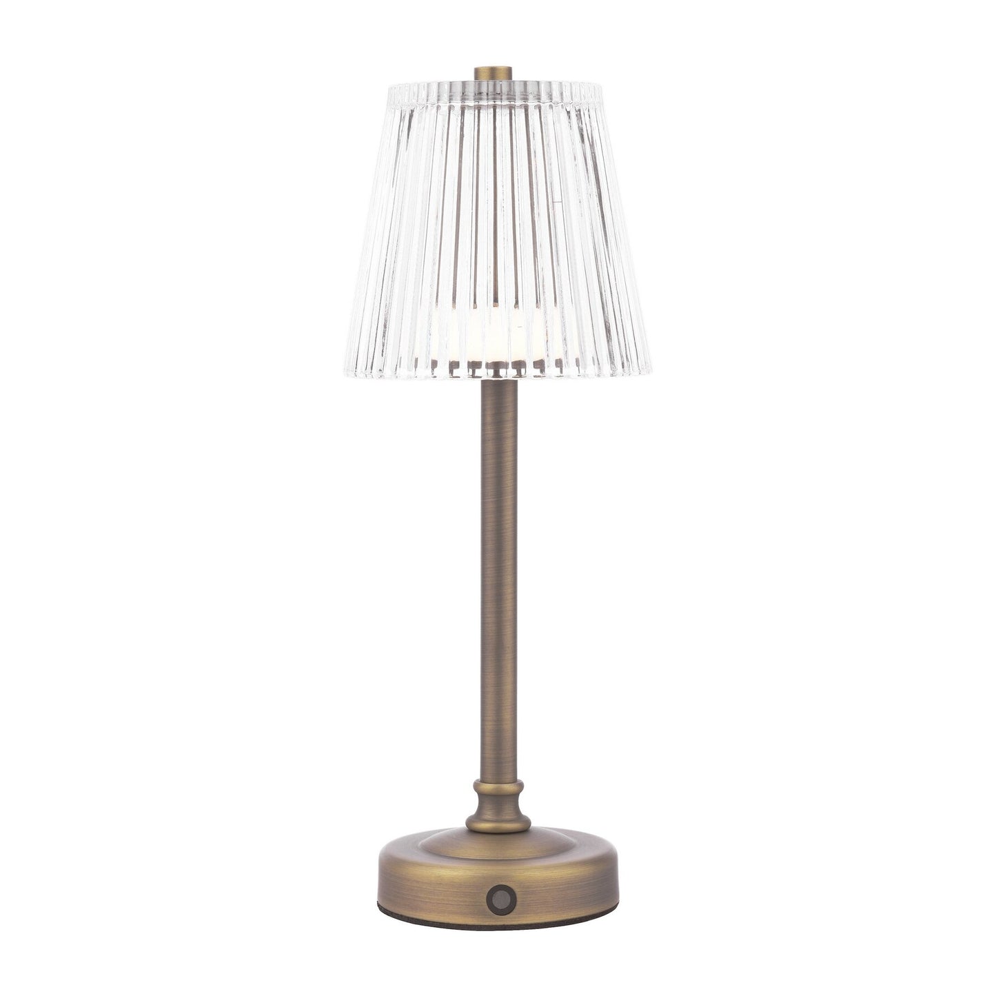 Laura Ashley Callaghan Matt Antique Brass & Ribbed Glass Rechargeable LED Table Lamp