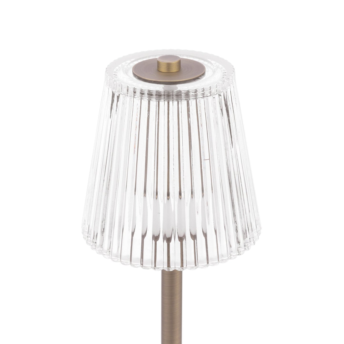 Laura Ashley Callaghan Matt Antique Brass & Ribbed Glass Rechargeable LED Table Lamp