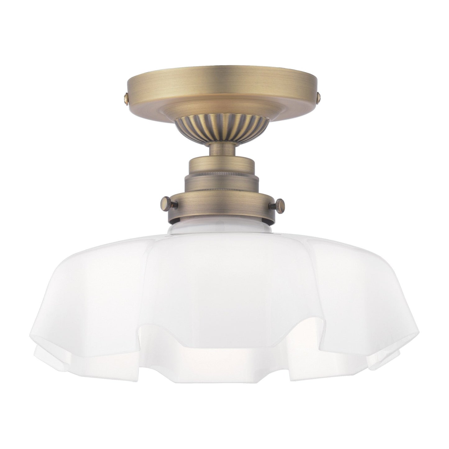 Laura Ashley Banham Matt Antique Brass & White Glass Semi Flush