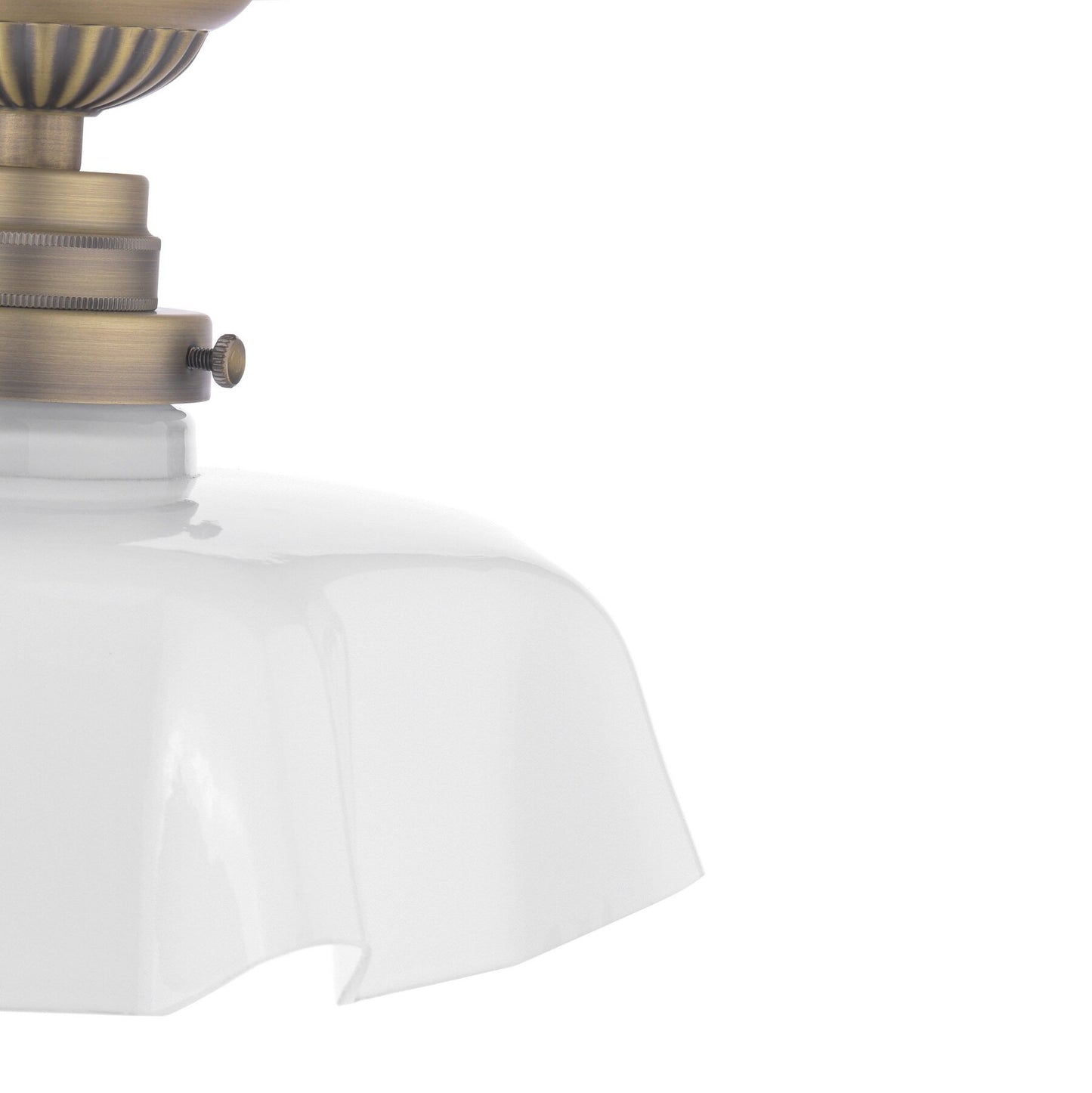 Laura Ashley Banham Matt Antique Brass & White Glass Semi Flush