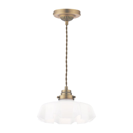 Laura Ashley Banham Matt Antique Brass & White Glass Pendant