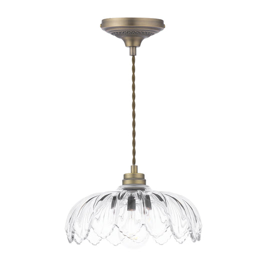 Laura Ashley Bexwell Matt Antique Brass & Glass Pendant