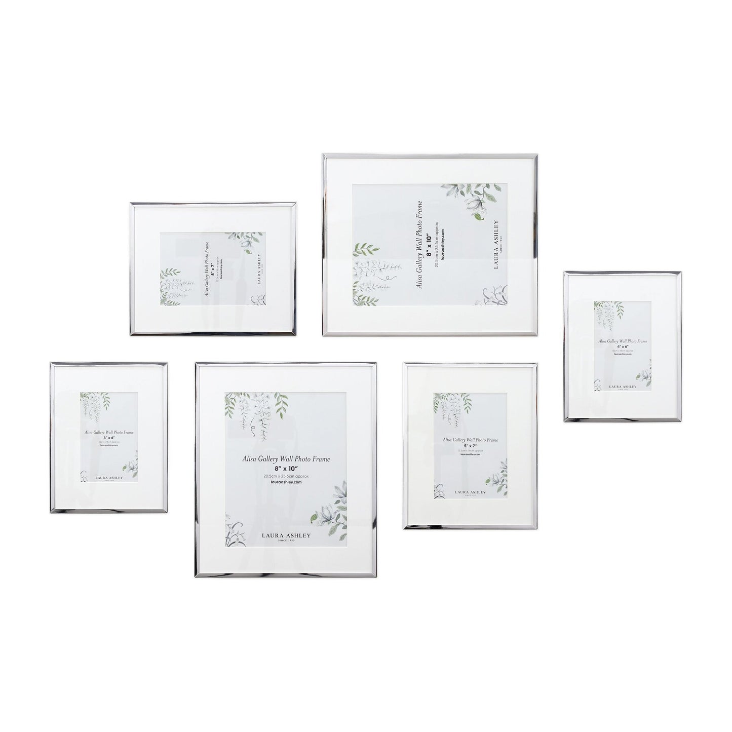 Laura Ashley Alisa Polished Silver Photo Frames (Set of 6)