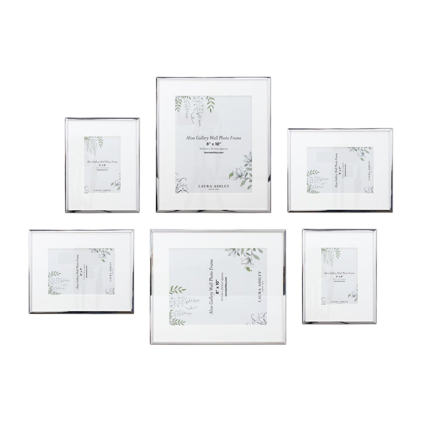 Laura Ashley Alisa Polished Silver Photo Frames (Set of 6)