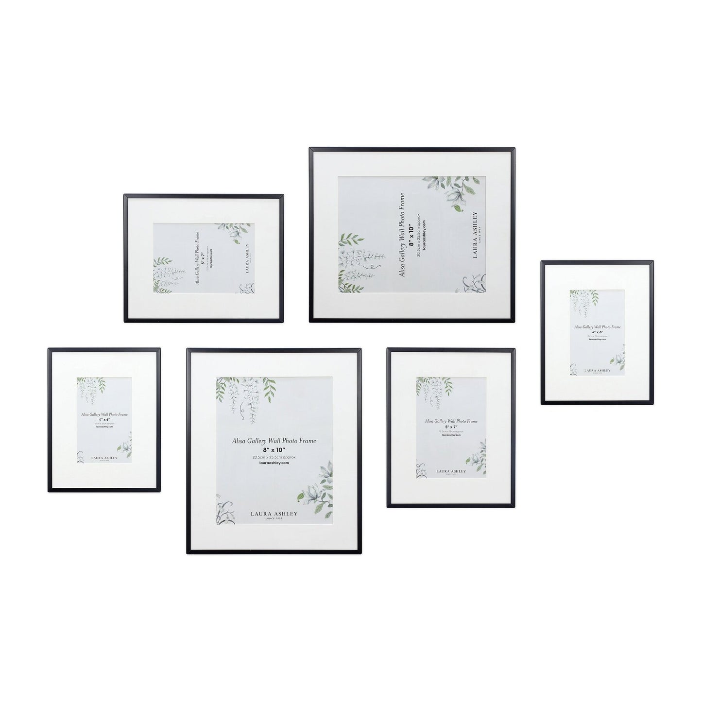 Laura Ashley Alisa Matt Black Photo Frames (Set of 6)