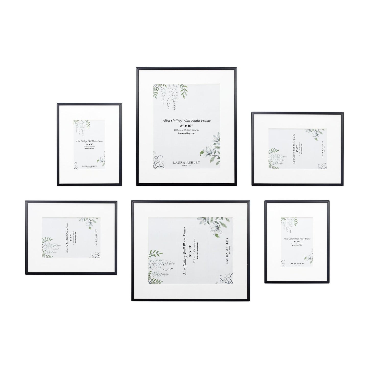Laura Ashley Alisa Matt Black Photo Frames (Set of 6)