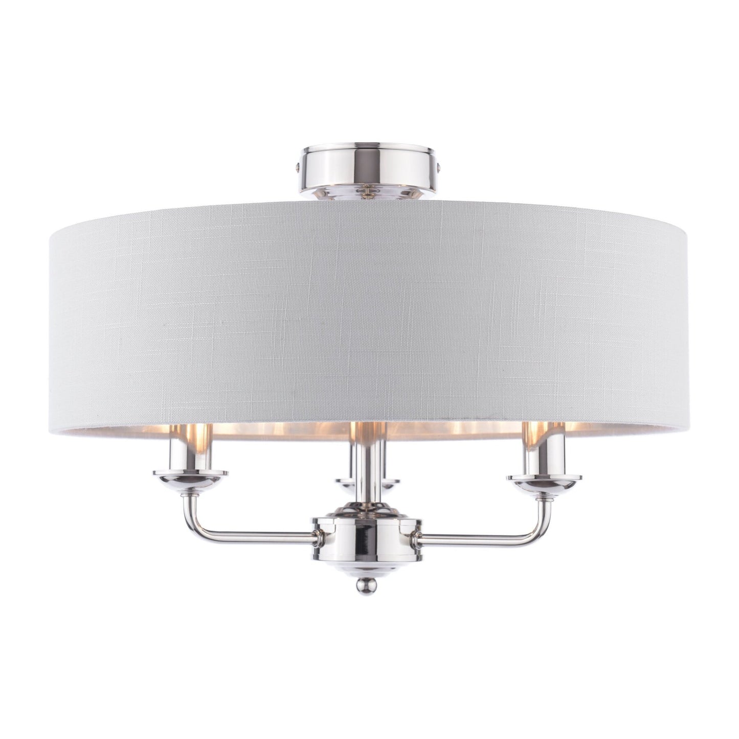 Laura Ashley Sorrento 3 Light Polished Nickel Semi Flush With Silver Shade
