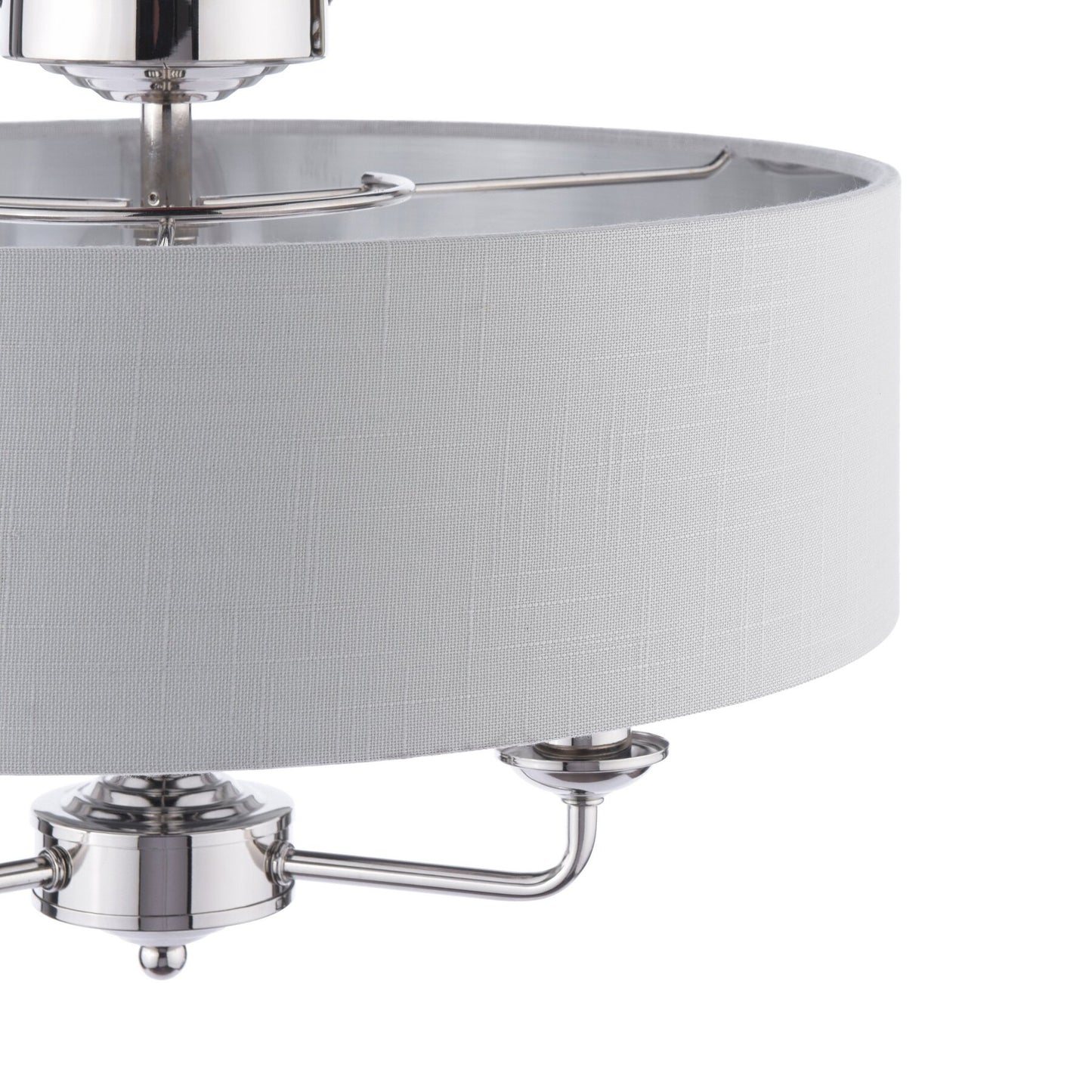 Laura Ashley Sorrento 3 Light Polished Nickel Semi Flush With Silver Shade