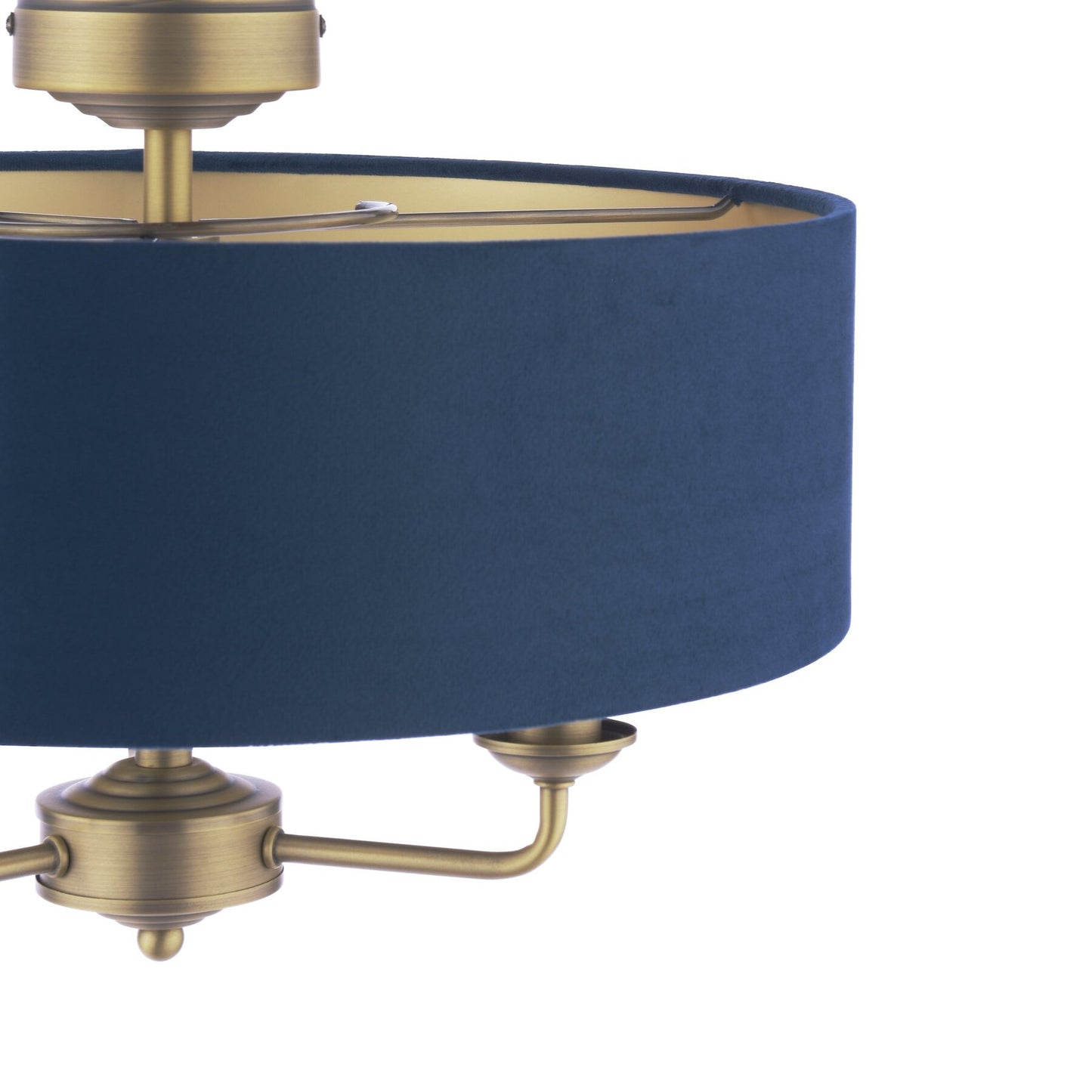 Laura Ashley Sorrento 3 Light Matt Antique Brass Semi Flush With Blue Shade