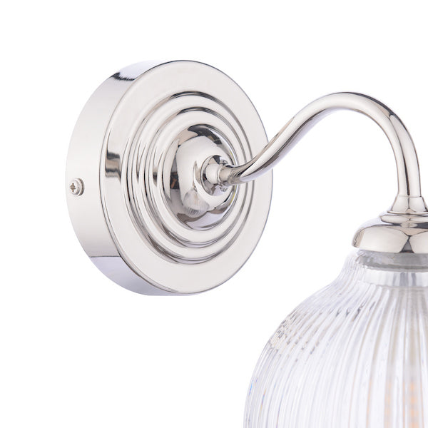 Laura Ashley Charissa IP44 Bathroom Polished Chrome & Ribbed Glass Wall Light