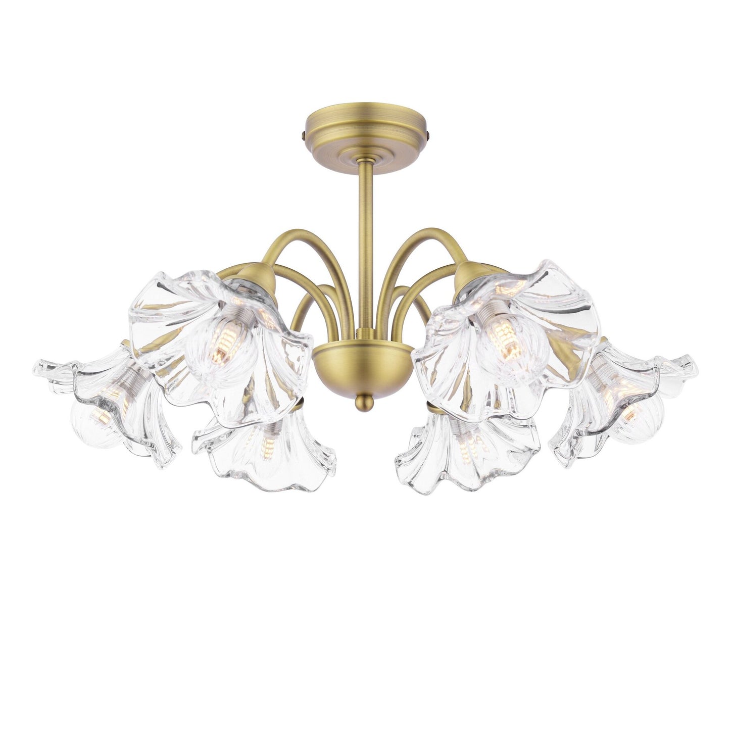 Laura Ashley Kerswell 6 Light Matt Antique Brass & Glass Semi Flush