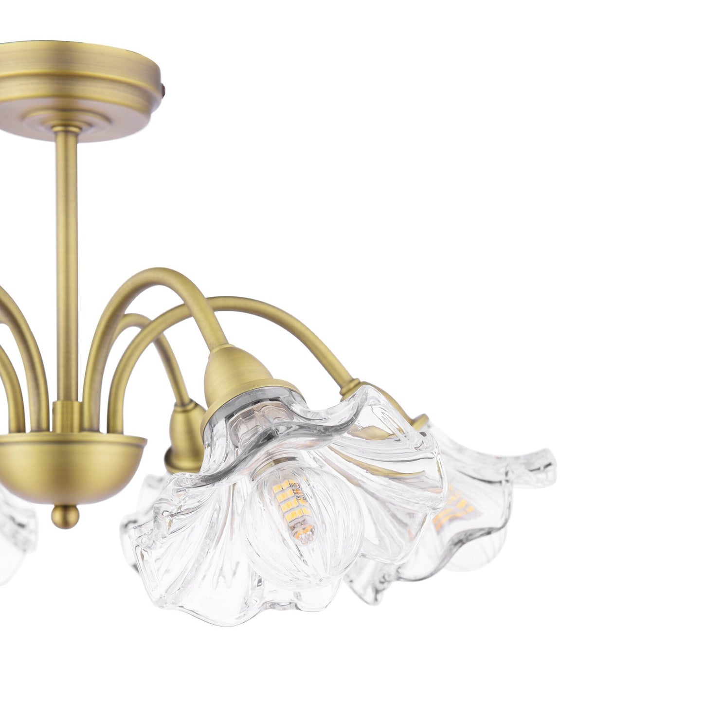 Laura Ashley Kerswell 6 Light Matt Antique Brass & Glass Semi Flush
