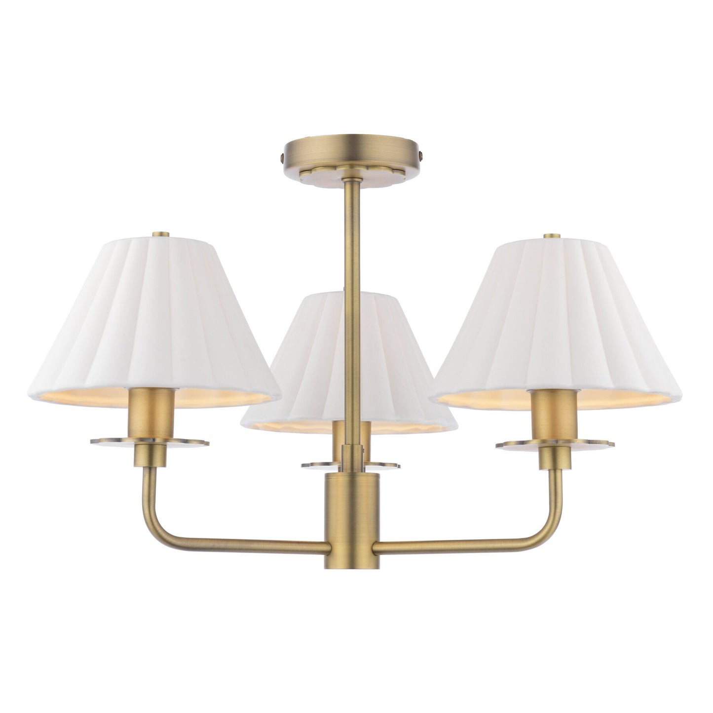 Laura Ashley Mixbury 3 Light Matt Antique Brass & White Ceramic Semi Flush