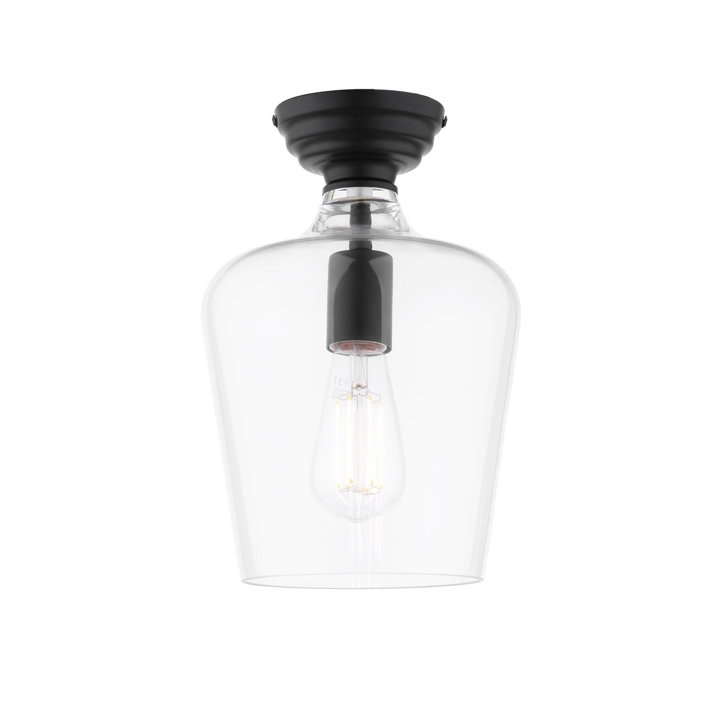 Laura Ashley Ockley Matt Black & Glass Semi Flush