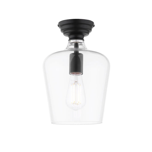 Laura Ashley Ockley Matt Black & Glass Semi Flush