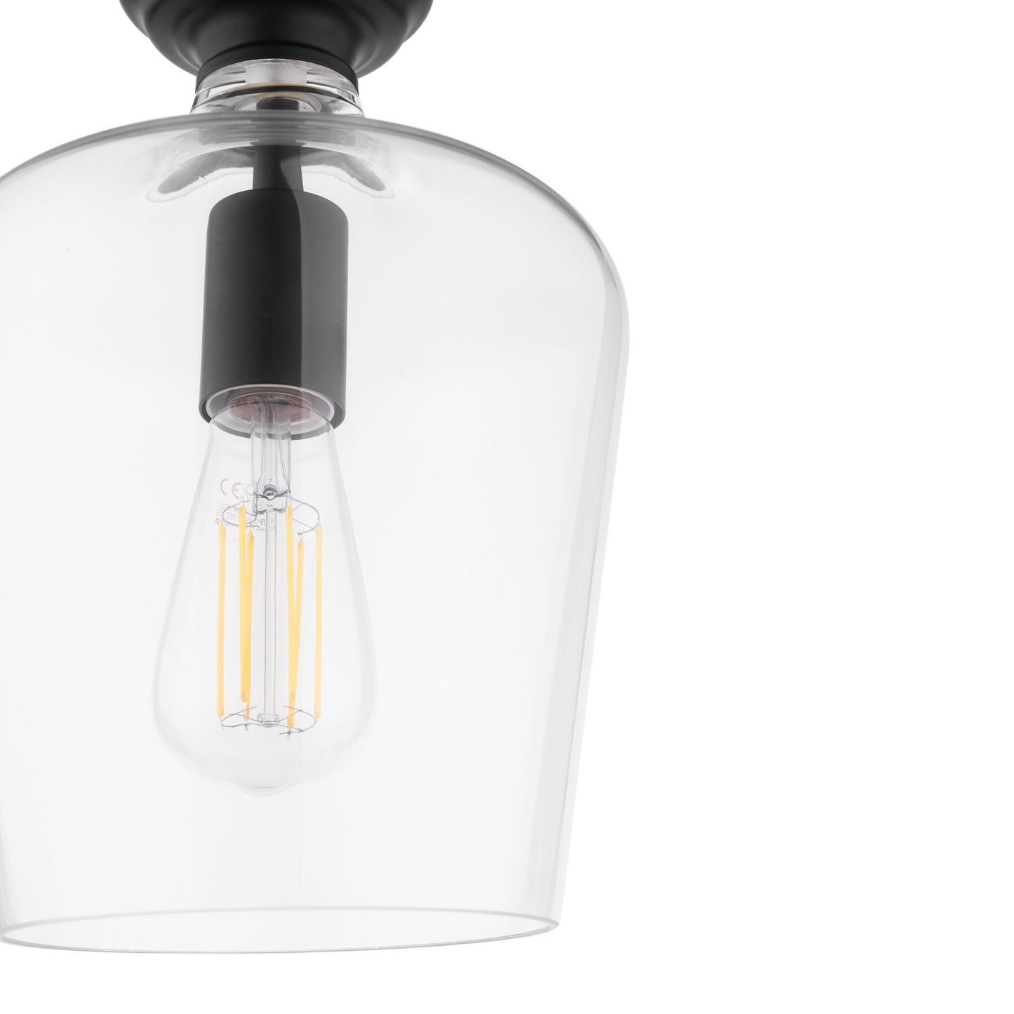Laura Ashley Ockley Matt Black & Glass Semi Flush