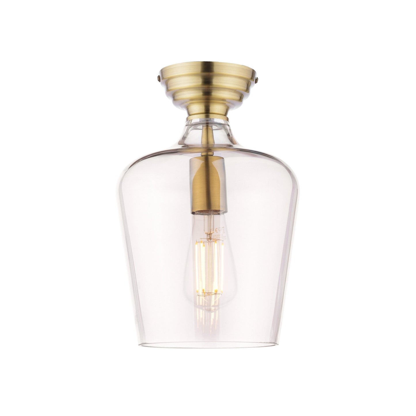 Laura Ashley Ockley Antique Brass & Champagne Glass Semi Flush