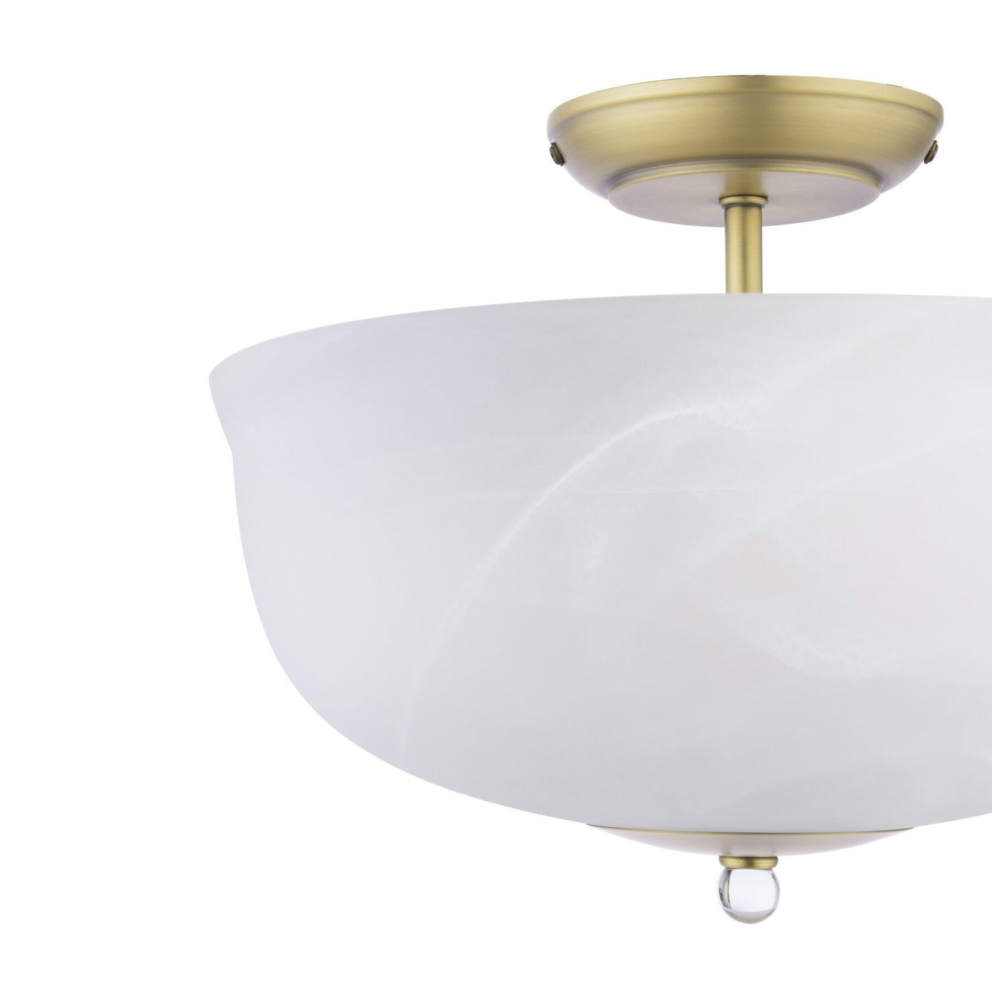 Laura Ashley Cossington 2 Light Matt Antique Brass & White Marble Effect Glass Semi Flush
