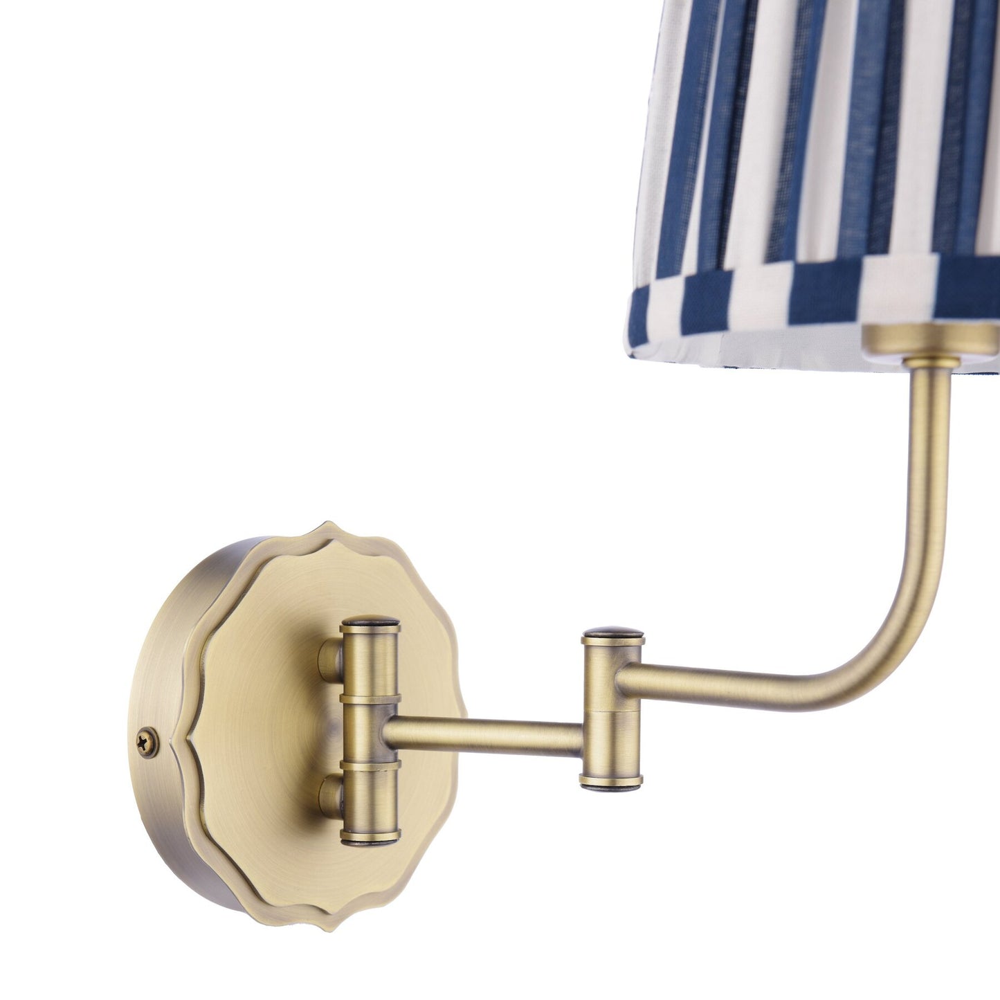 Laura Ashley Denwick Matt Antique Brass & Satin Blue Wall Light With Shade