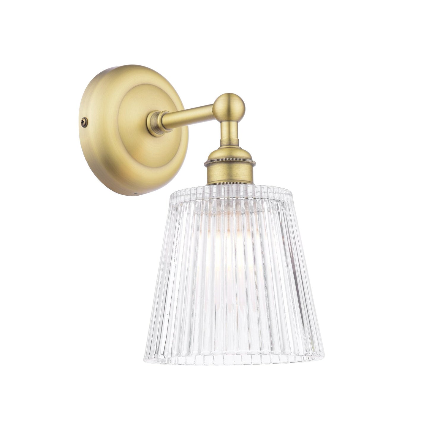Laura Ashley Callaghan Bathroom IP44 Matt Antique Brass & Ribbed Glass Wall Light