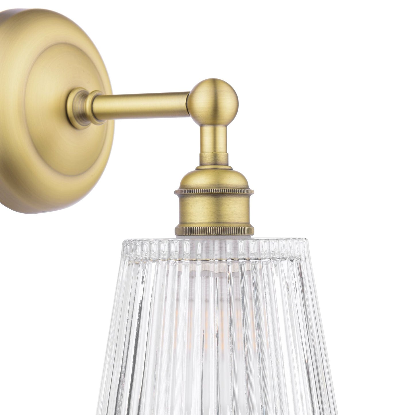 Laura Ashley Callaghan Bathroom IP44 Matt Antique Brass & Ribbed Glass Wall Light