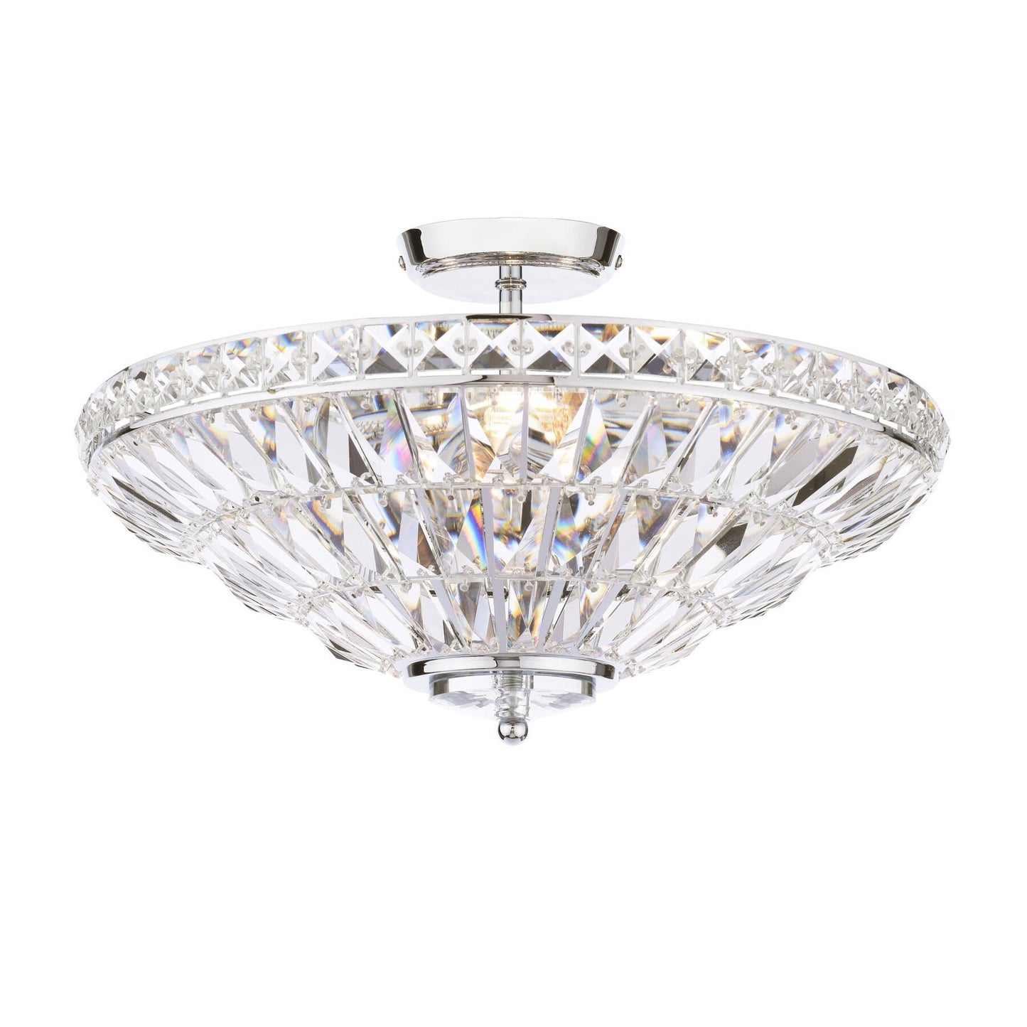 Laura Ashley Vienna 3 Light Polished Chrome & Crystal Semi Flush