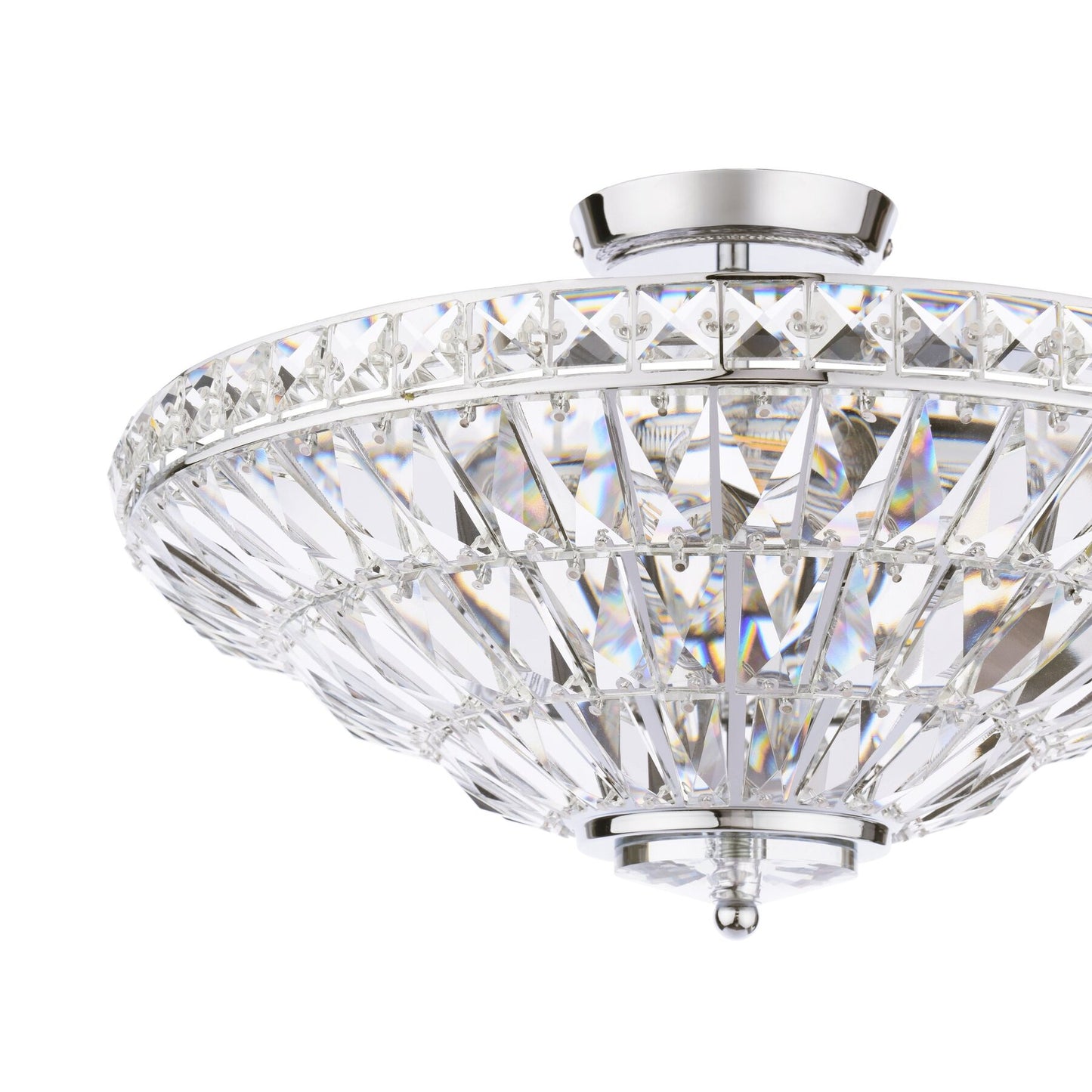 Laura Ashley Vienna 3 Light Polished Chrome & Crystal Semi Flush