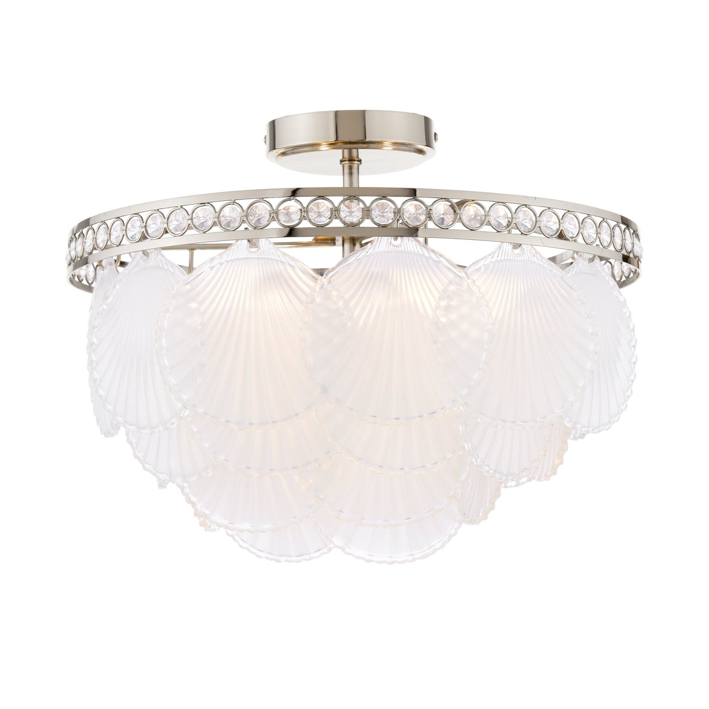 Laura Ashley Caverton 4 Light Polished Nickel & White Glass Semi Flush