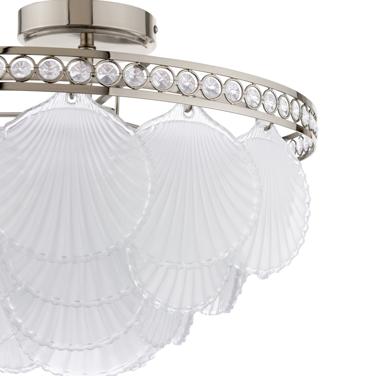 Laura Ashley Caverton 4 Light Polished Nickel & White Glass Semi Flush