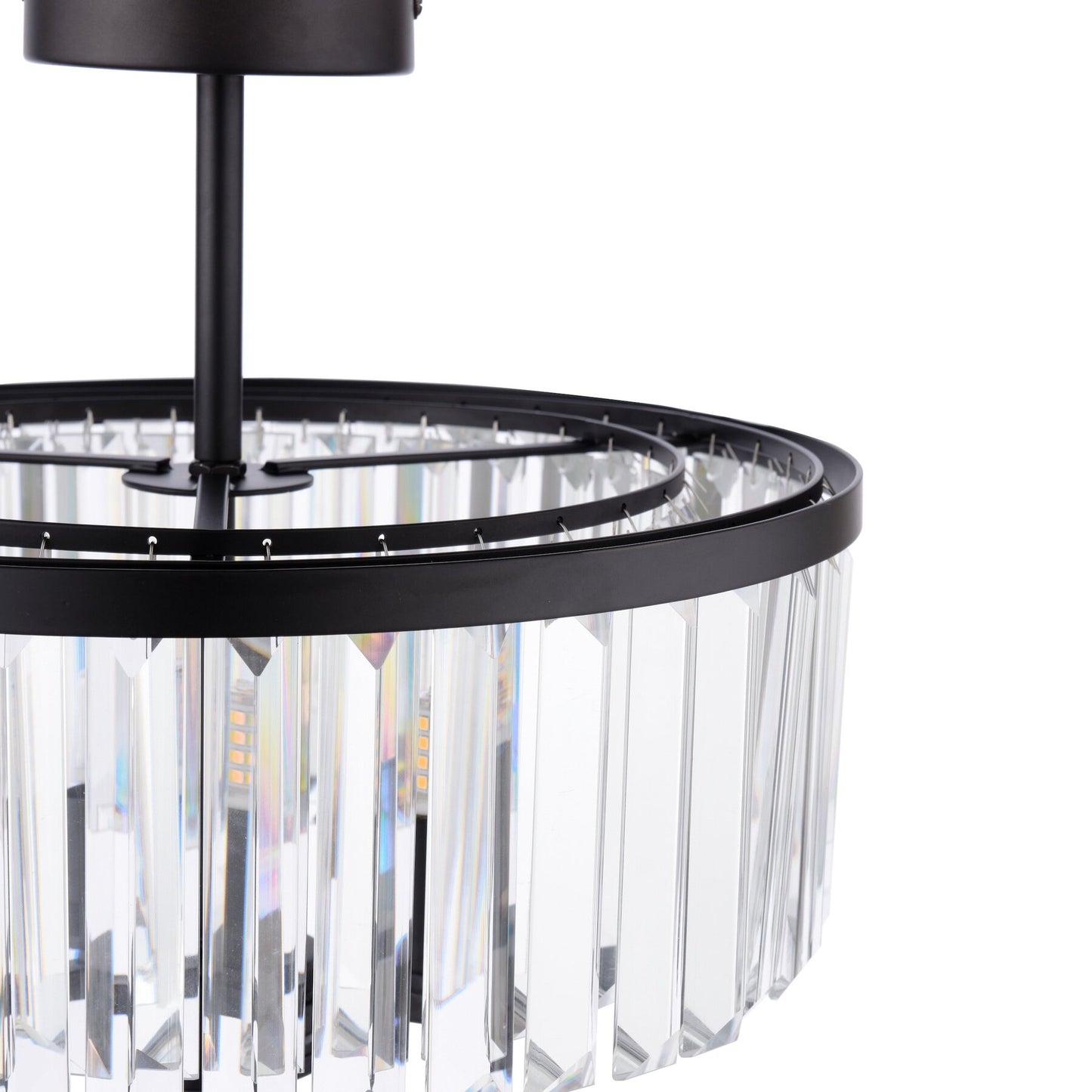 Laura Ashley Elkwood 3 Light Crystal & Black Semi Flush