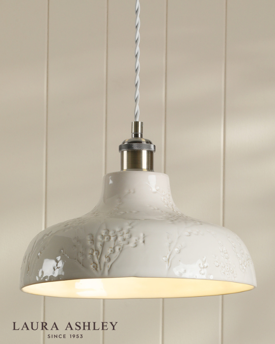 Laura Ashley Pussywillow White Ceramic Pendant