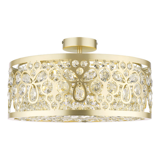 Laura Ashley Tilbrook 4 Light Matt Champagne & Crystal Flush