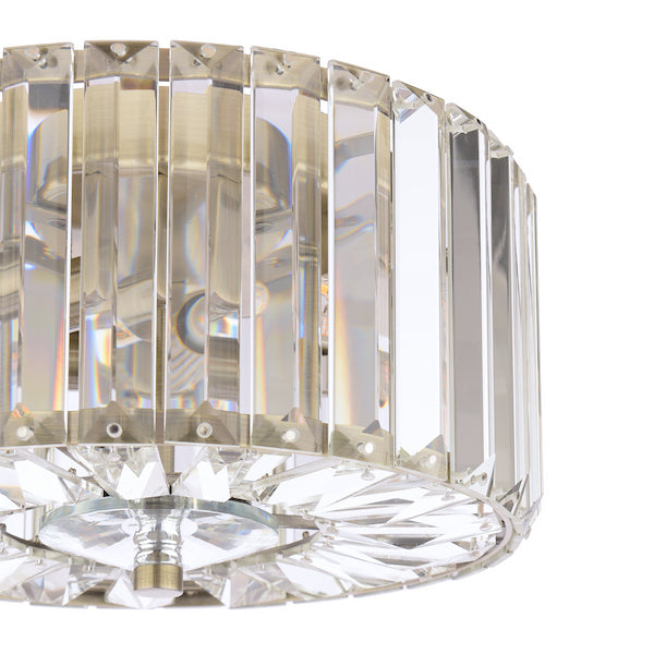 Laura Ashley Fernhurst 3 Light Crystal & Antique Brass Flush