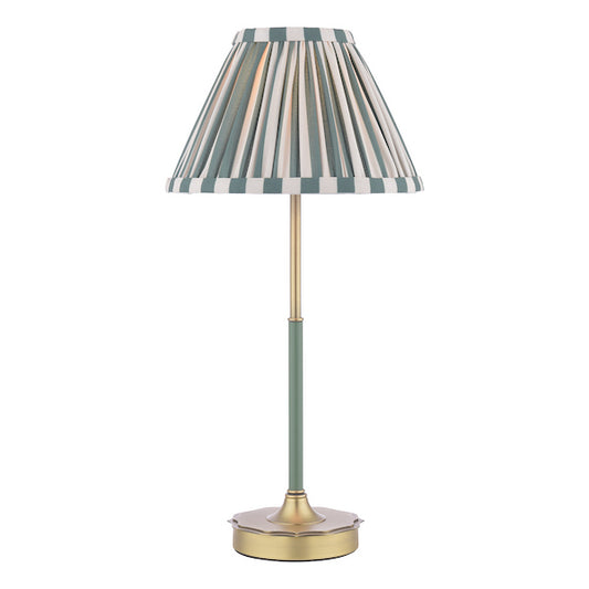 Laura Ashley Denwick Matt Antique Brass Table Lamp with Satin Green Shade