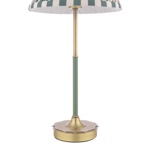 Laura Ashley Denwick Matt Antique Brass Table Lamp with Satin Green Shade