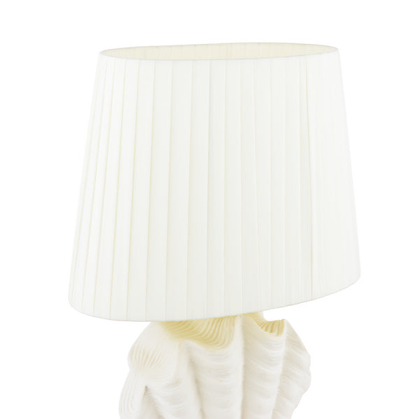 Laura Ashley Shell White Ceramic & Satin Chrome Table Lamp With Shade