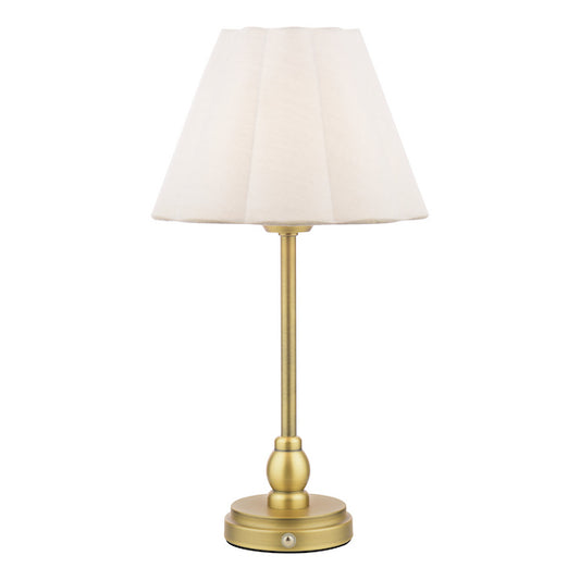 Laura Ashley Erin LED Matt Antique Brass Rechargeable Table Lamp With Shade