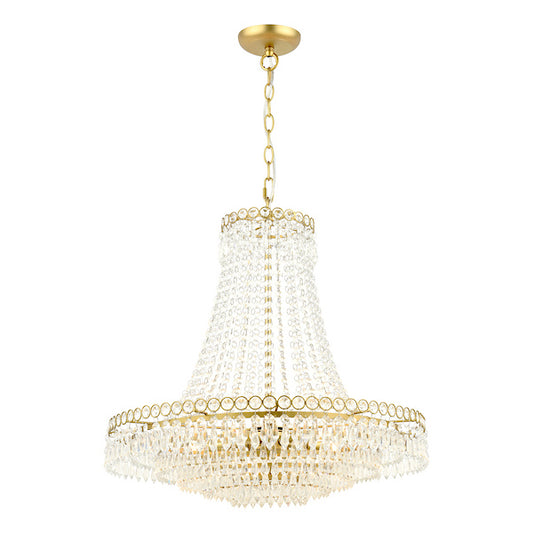 Laura Ashley Enid 5 Light Faceted Glass & Matt Antique Brass Chandelier