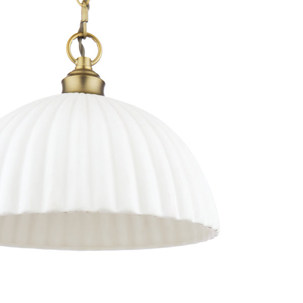 Laura Ashley Durford Matt Antique Brass & White Large Pendant