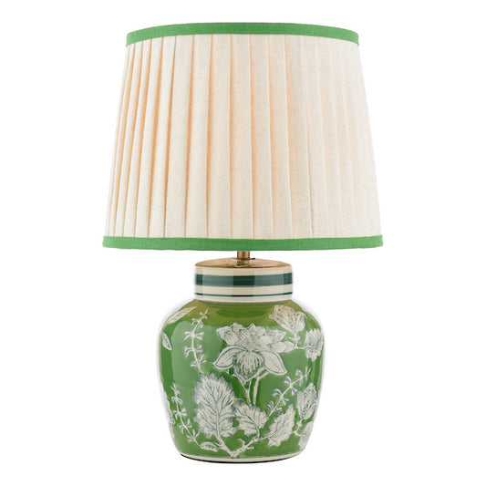 Laura Ashley Colwich Green Ceramic & Antique Brass Table Lamp With Shade