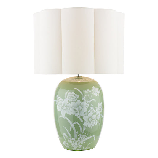 Laura Ashley Pashley Green Ceramic & Polished Chrome Table Lamp With Shade