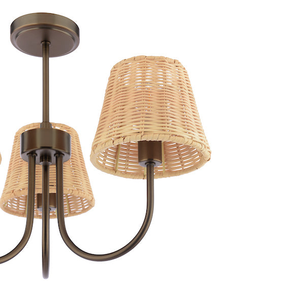 Laura Ashley Hasfield 3 Light Satin Bronze Semi Flush