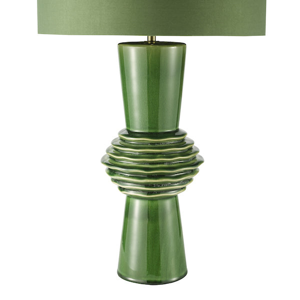 Dar Lighting Lagle Green Ceramic & Antique Brass Table Lamp With Shade