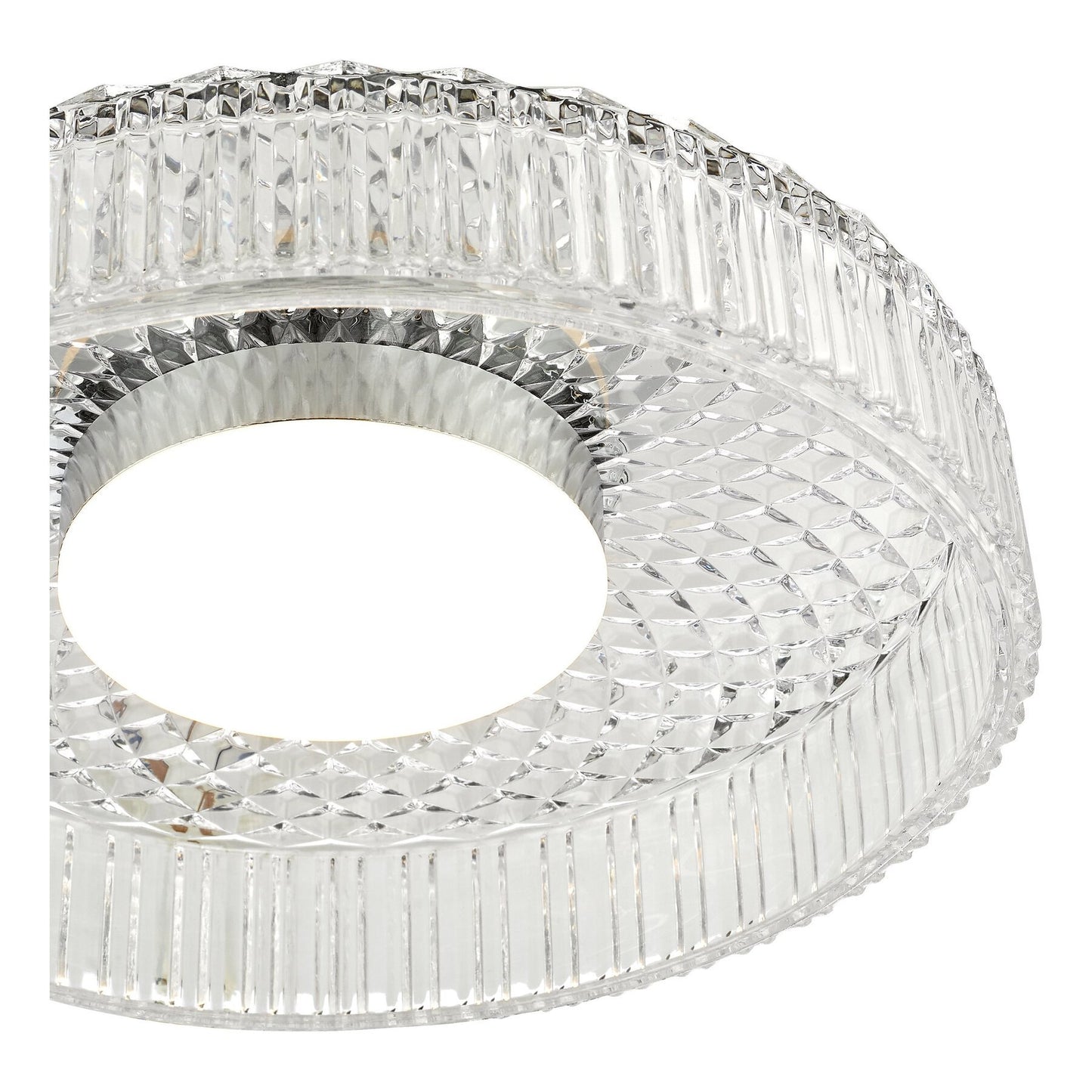 Dar Lighting Leena LED Polished Chrome & Ribbed Glass Flush