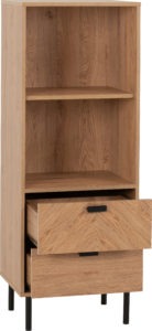 Leon 2 Drawer 2 Shelf Medium Oak Effect Cabinet