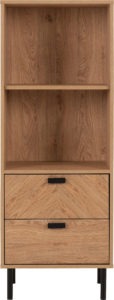 Leon 2 Drawer 2 Shelf Medium Oak Effect Cabinet